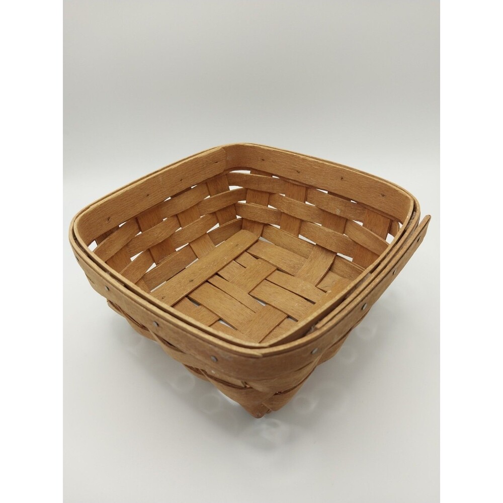 Longaberger 1991  Square Handwoven Numbered Signed Basket Vintage 6.5x6.5x3